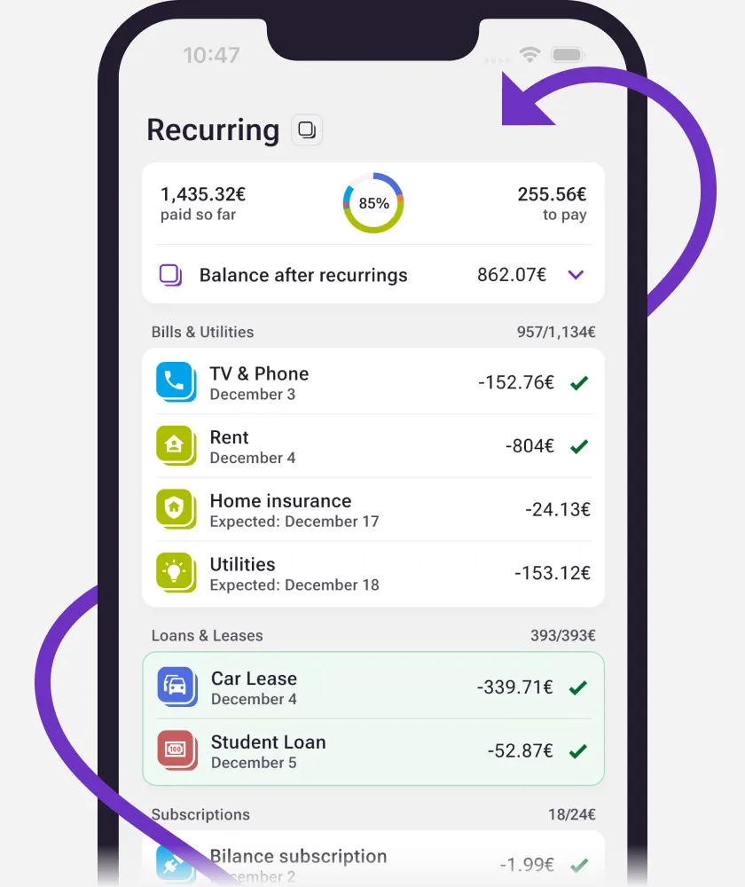 Track your recurring expenses