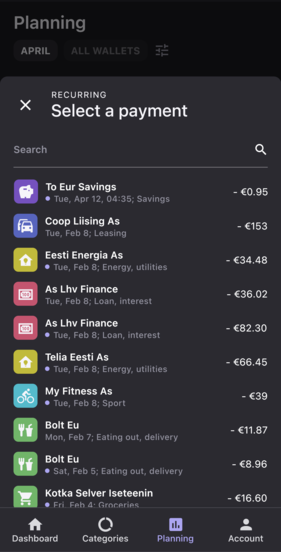 Bilance app screenshot