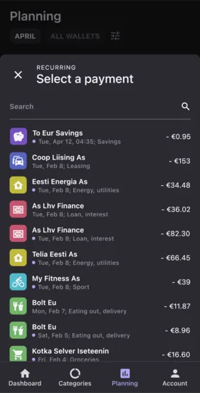 Bilance app screenshot