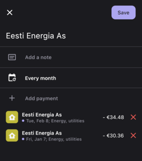 Bilance app screenshot