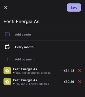 Bilance app screenshot