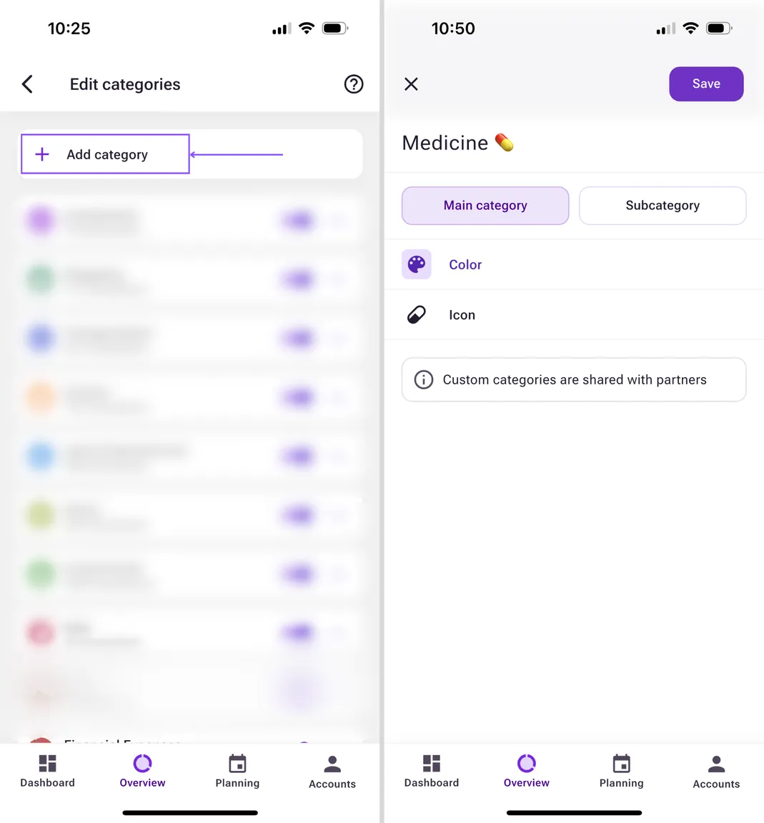 Bilance app screenshot