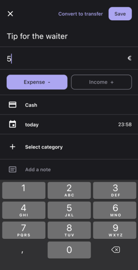 Bilance app screenshot
