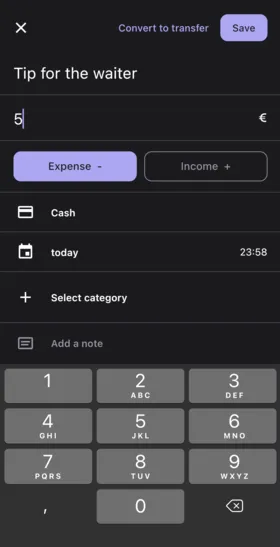 Bilance app screenshot