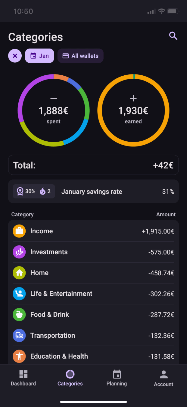 Bilance app screenshot