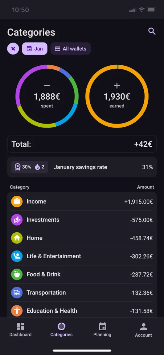 Bilance app screenshot