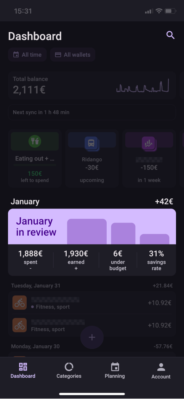 Bilance app screenshot