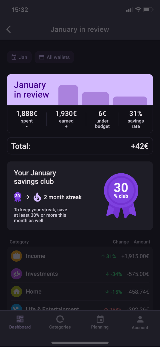 Bilance app screenshot
