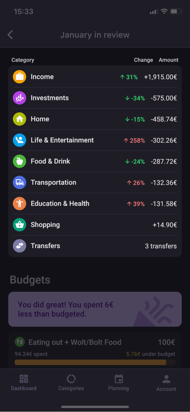 Bilance app screenshot