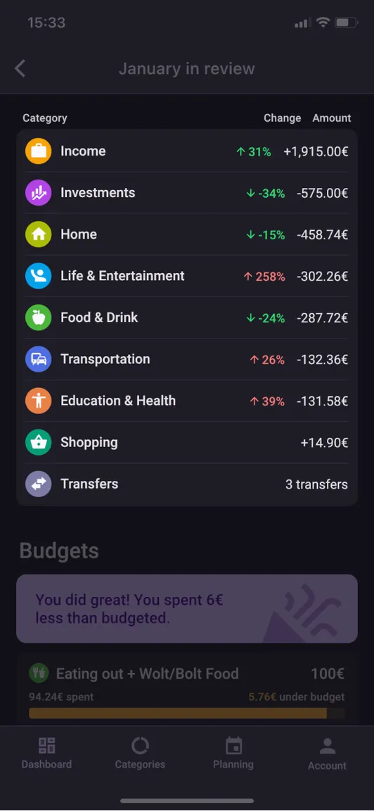Bilance app screenshot