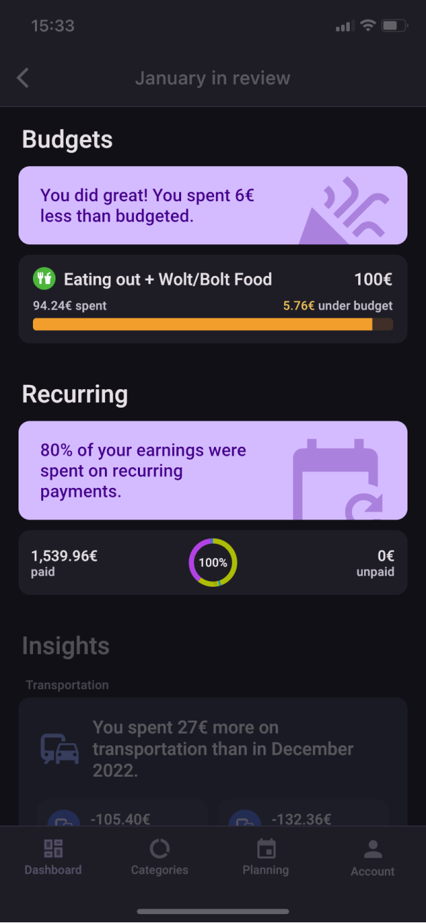 Bilance app screenshot