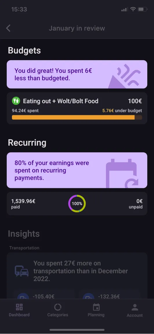 Bilance app screenshot