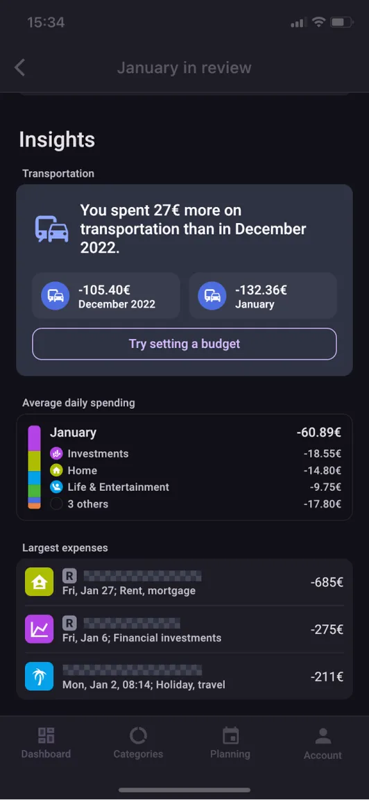 Bilance app screenshot