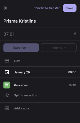 Bilance app screenshot
