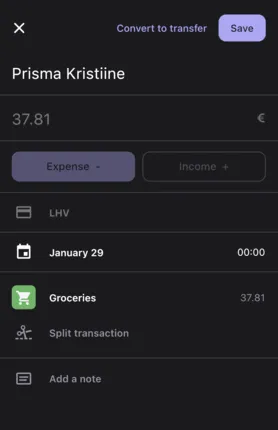 Bilance app screenshot