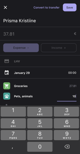 Bilance app screenshot