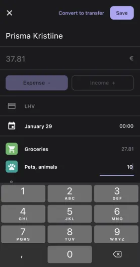 Bilance app screenshot