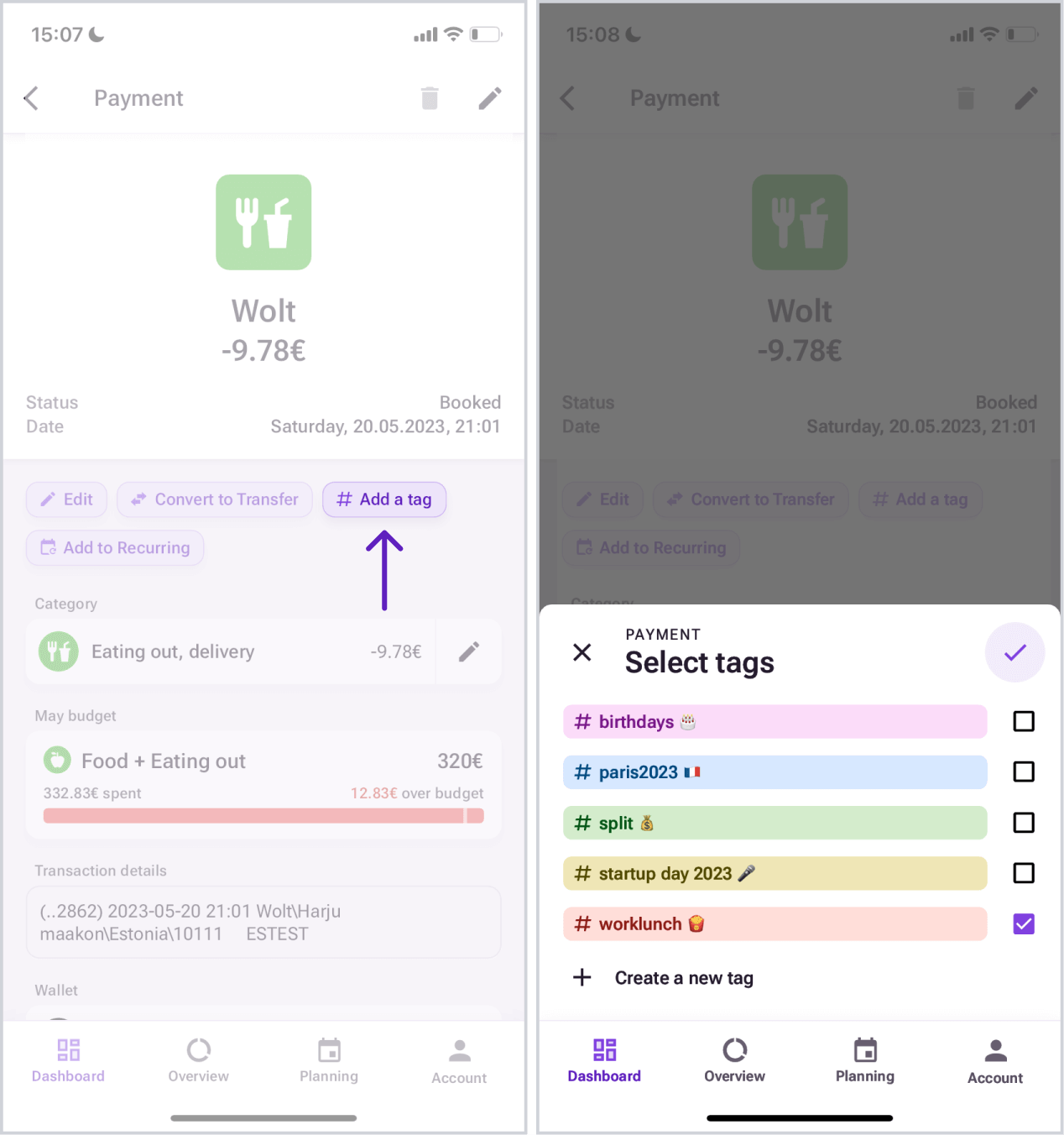 Bilance app screenshot