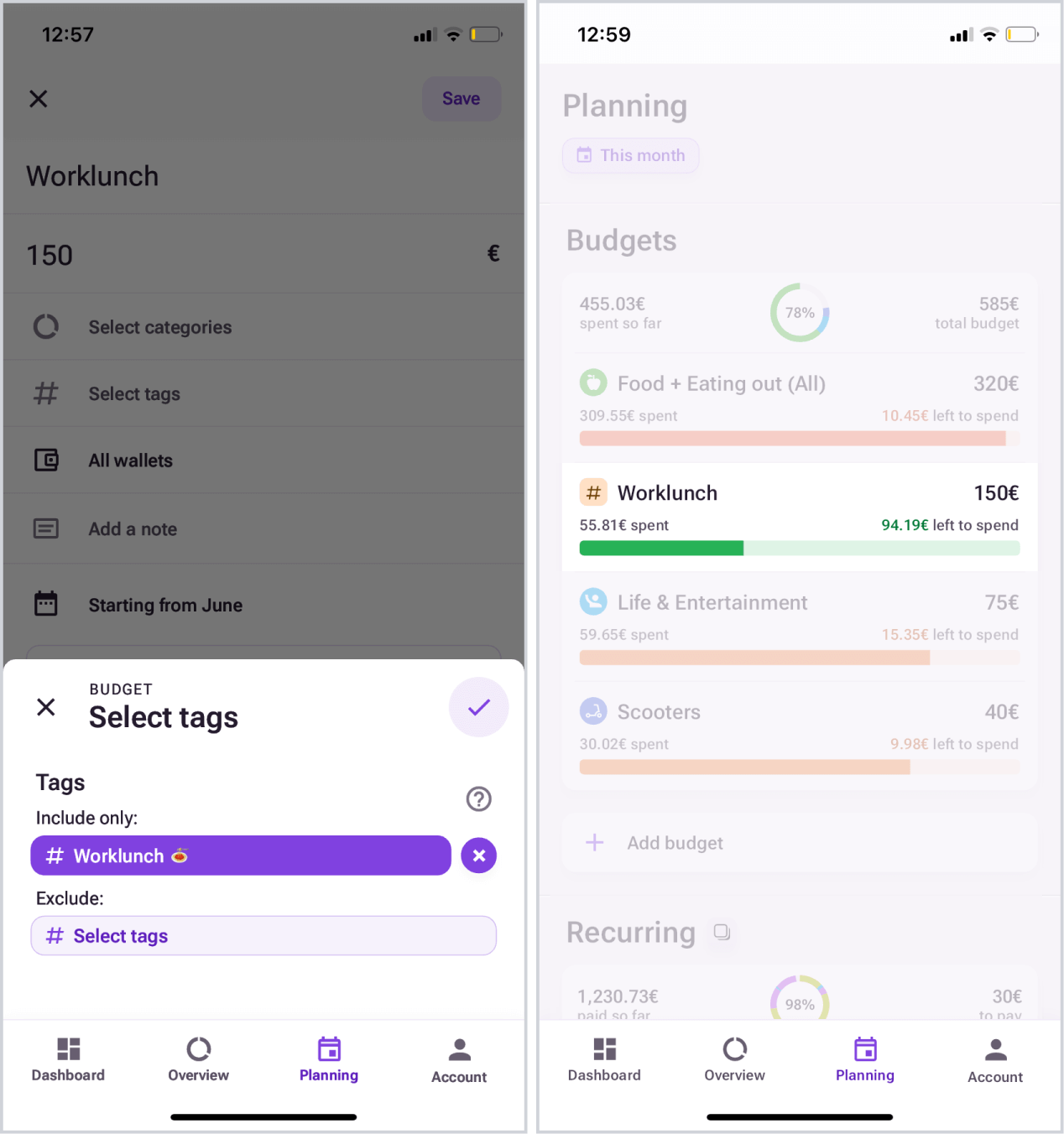 Bilance app screenshot