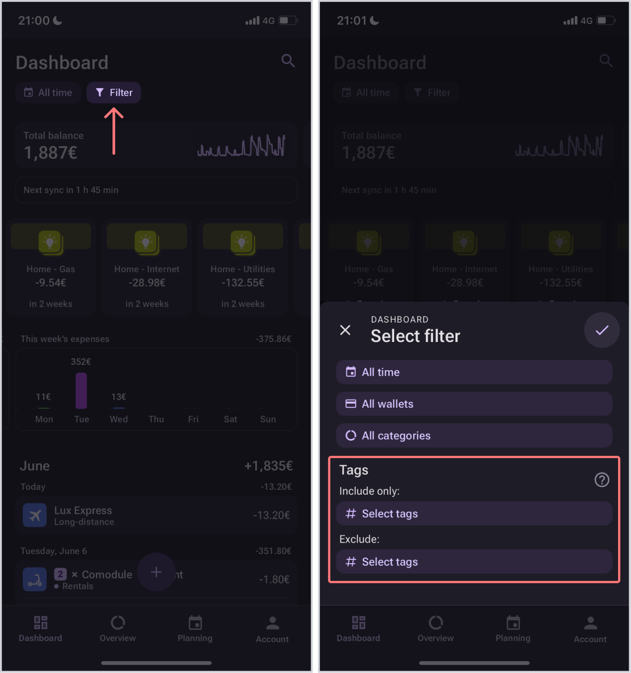 Bilance app screenshot