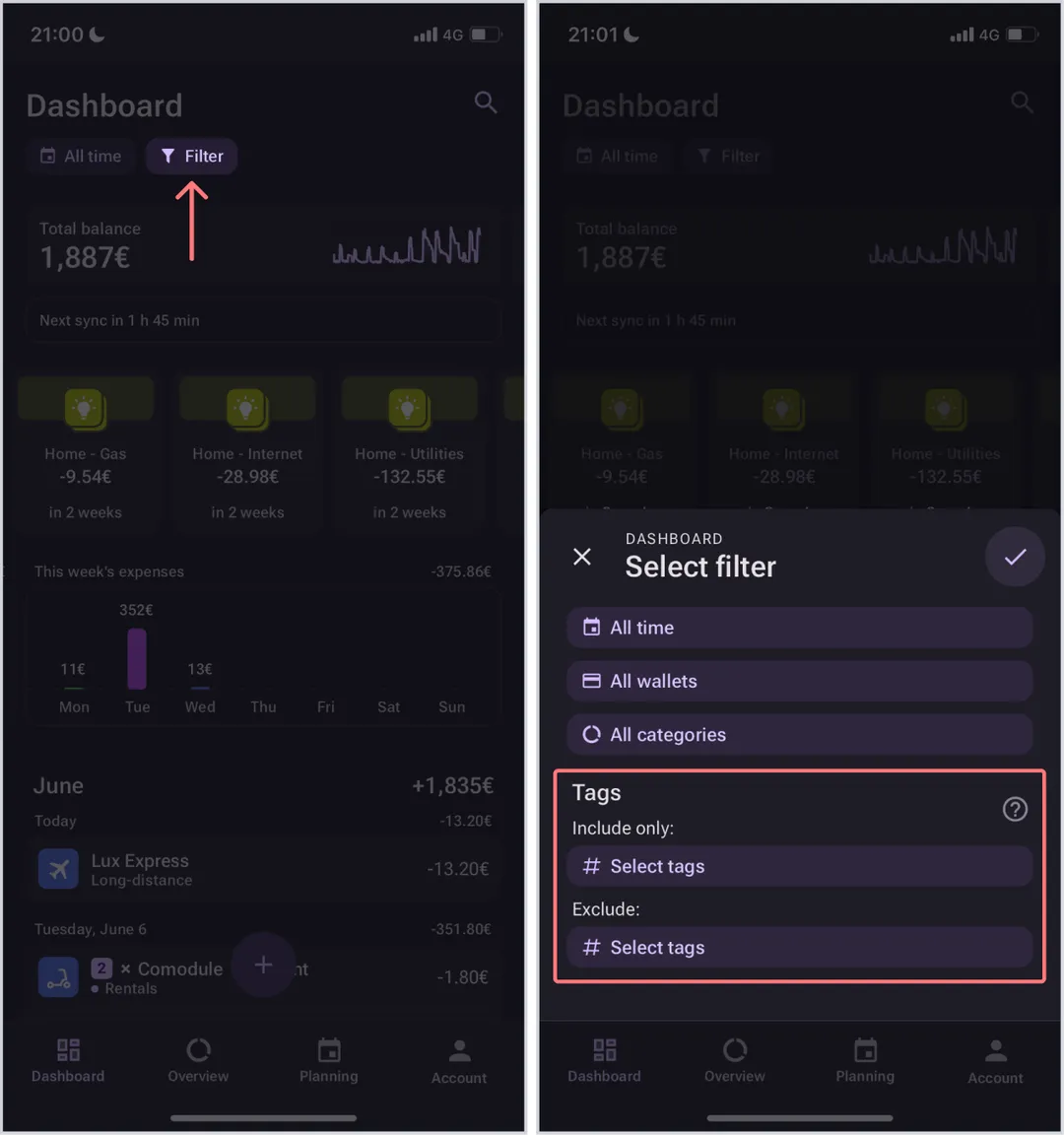 Bilance app screenshot